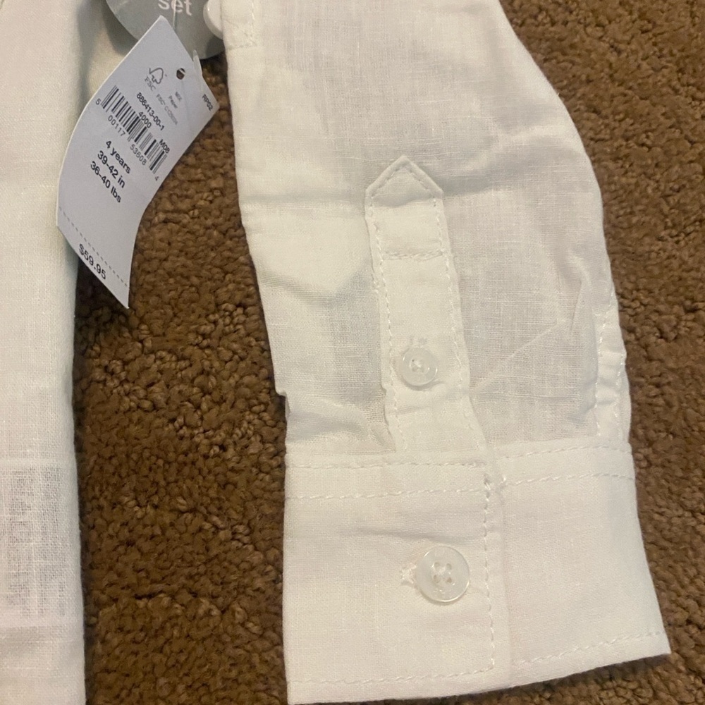 Gap Boys White Button Down Shirt & Tan Pants Set New Size 4 - Picture 8 of 16